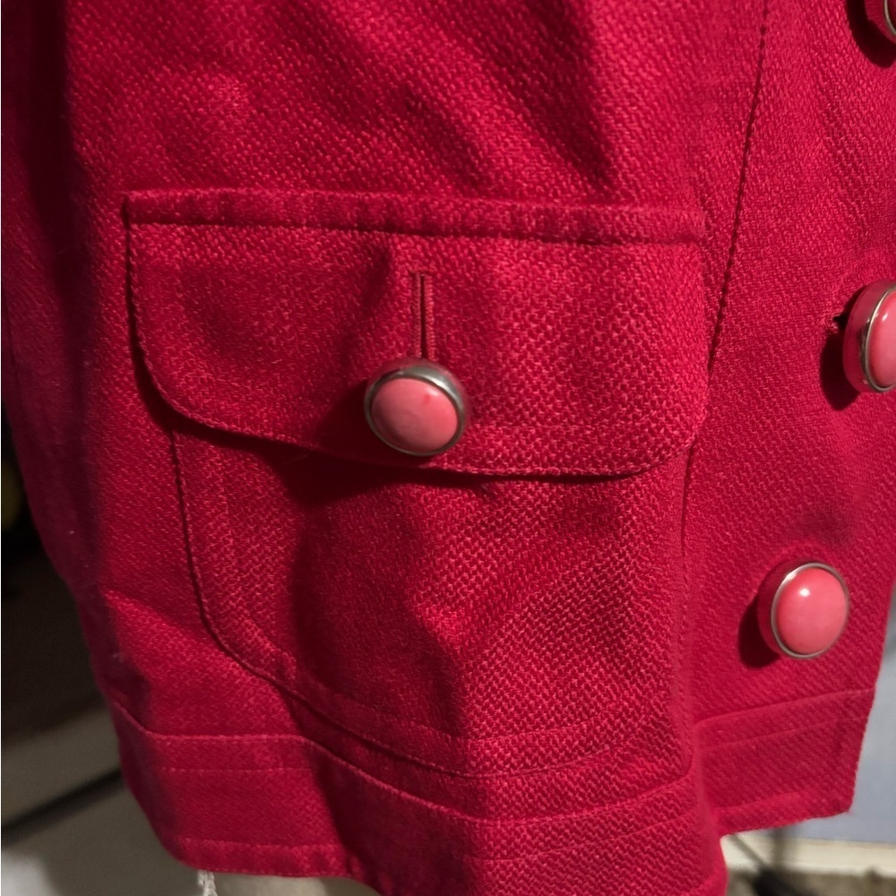 Vintage Nygard Red Linen Blazer Cropped Button Jacket Size 10 - Picture 5 of 15